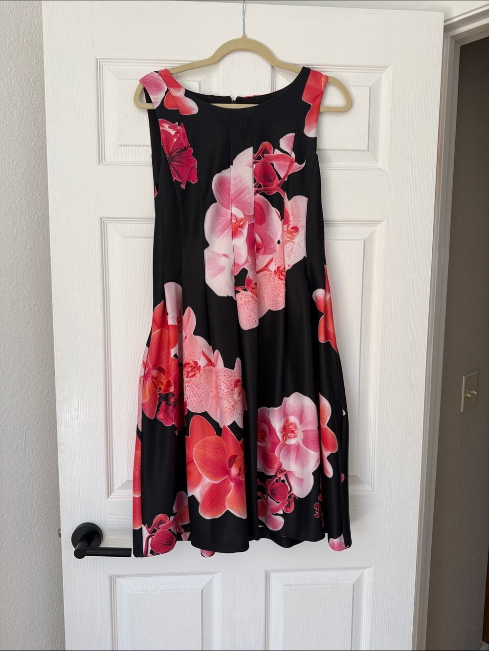Calvin Klein Black Dress with Pink and Coral Floral Print